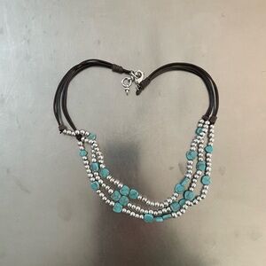 Western Turquoise and Silver Beaded Necklace